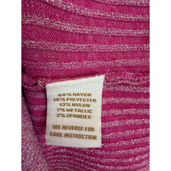 Cocobleu New York Size LG Button Up Knit Pink Red Shimmer Dress NWT - Picture 4 of 7